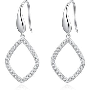 Moissanite Dangle Drop Earring for Women, 925 Sterling Silver Hook Earring, 4CT D Color VVS1 Lab Grown Pear Cut Teardrop Diamond