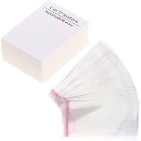 100pcs مجموعة تغليف Car Coaster ، بطاقات عرض Car Carch White مع حقيبة عرض بلاستيكية ، 3.93x2.85in