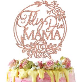 Rose Gold Glitter Feliz Dia Mama Cake Topper ، ديكور كعكة عيد الأم الإسبانية ، أفضل أمي على الإطلاق/فيليز ديا دي داديس ، لوازم ديكورات عيد ميلاد عيد الأم في عيد الأم.