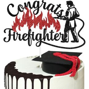 Congrats Firefighter Cake Topper, Congrats Grad/Future Firefighter, Class of 2025 Fire Academy Graduation Party Decorations