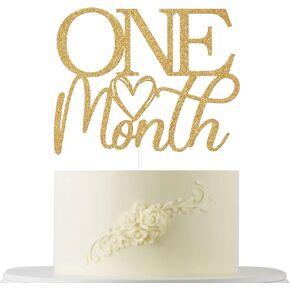GOLD GLITTER لمدة شهر واحد من الكعكة Topper ، Happy 30 Day Cake Topper ، NEBORN WELBOR WELIS