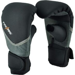 MaxxMMA Neoprene Washable Heavy Bag Gloves - Boxing Punching Training (Black, S/M)
