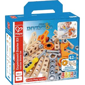 Hape Junior Inventor Experiment Starter Kit | 42 Piece Construction Building Toys, STEAM Science Kit for Kids 4 Years and Up