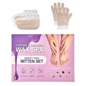 10-Minute Paraffin Hand & Foot Treatments, Self Contained Paraffin Wax Gloves and Booties Set for Intensive Hydration At Home (Rose)