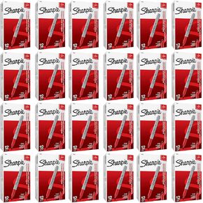 Sharpie 30002 نقطة دائمة نقطة ، علامات على الورق والبلاستيك ، مقاومة التلاشي والماء ، AP معتمد ، اللون الأحمر ، حالة 24 العشرات