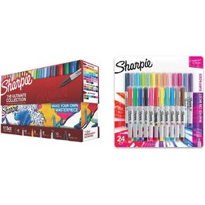 SHARPIE Permanent Markers Ultimate Collection, Assorted Tips and Colors, 115 Count & Color Burst Permanent Markers, Ultra Fine Point, Assorted Colors, 24 Count in Kuwait