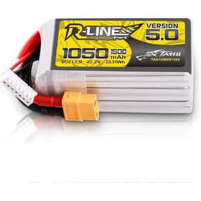 TATTU R-Line Version 5.0 6S Lipo Battery 22.2V 150C 1050mAh Lipo Battery Pack with XT60 Plug
