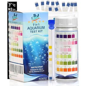 Aquarium Test Strips – 10 in 1 Fish Tank Water Testing Kit & eBook - 100 Fast & Accurate Fish Tank Test Strips & Fish Tank Thermometer - Pond Water Test Kit - Freshwater & Saltwater Fish Tanks