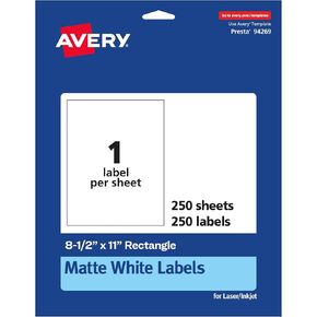 Avery Matte White Rectangle Labels ، 8.5 "× 11" ، 25 ملصقات بيضاء ، ملصقات دائمة الملصقات ، ملصقات قابلة للطباعة بالليزر/الحبر/الحبر