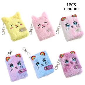 كرتون زخم الجيب دفتر فارغ فارغ ثخن من الورق الداخلي مع سلسلة مفاتيح Mini Plush للقطط لوحة السفر سفر جيب الجيب 3x5 لطيف 3 × 4 جيب المفترات الوردي للممرضات