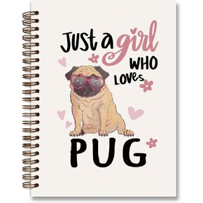 مجلة Note Dog Spiral Notebook ، هدايا الصلصال لمحبي الصلصال ، مجرد فتاة تحب Pug Notebook College حكمت دفتر هارطة دوامة للمستلزمات المكتبية المدرسية اللوازم