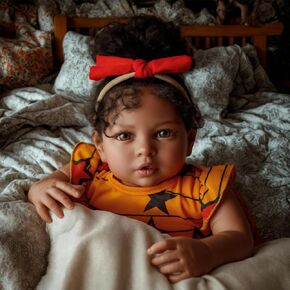 Babeside LifeLike Reborn Baby Baby Dolls Girl Black Girl ، 20 بوصة ، فتاة سوداء واقعية واقعية حديثي الولادة ، واقعية حقيقية دمى طفل ناعم فينيل وجسم من القماش مع صندوق هدايا مجموعة التغذية للأطفال 3+