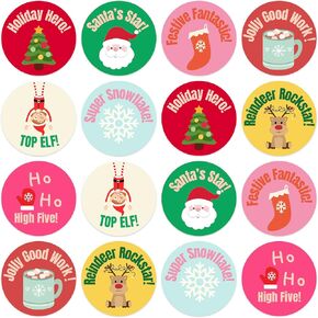 ملصقات عطلة Mobiusea Creation for Kids | 1 بوصة | 240pcs مكافأة عيد الميلاد ملصقات عيد الميلاد ، ملصقات تحفيزية للأطفال ، ونقلت عيد الميلاد البهيجة