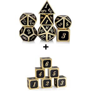 DNDND Black Metal Dice مجموعة مع CASE و 6 إضافية D6 ، سبيكة الزنك ، أسود