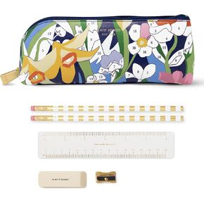 kate spade new york Pen and Pencil Case with Office Supplies, Zip Pouch Includes 2 Pencils, Sharpener, Eraser, and Ruler, Paint by Numbers