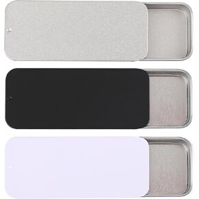 3 PCS MINI MINI TIN BOX ، حاويات مربعات الصبغات المعدنية ، حاوية مربع محمولة ، مربعات قصدير مفصلية فارغة مستطيلة مع أغطية ، حاويات شريحة أعلى لإبر الخياطة ، الحلوى ، الحرف (3.15 × 1.34 × 10.47 بوصة)