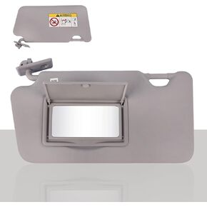 Driver Side Sun Visor Fit for Nissan Versa 2013 2014 2015 2016 2017 2018 2019 Replace 96401-3WC0A Front Left | Sun Protection Shade | Makeup Mirror | Gray