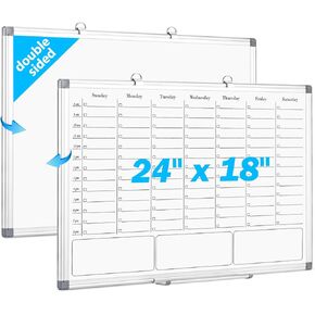 تقويم محو الجاف للوحة البيضاء للجدار ، لوحات الجدول الأسبوعية المغناطيسية مع فتحات زمنية كل ساعة للمنزل ، والمكتب ، والعمل ، والمدرسة ، ومعلقة السبورة ذات الوجهين مع صينية العلامة ، 36 "× 24" in Kuwait
