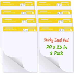 RELITHICK 8 PADS Premium Sticky Easel Pad ، 20 in × 23 بوصة ، أبيض ، 30 ورقة/وسادة ، ورقة مخطط مرساة للمعلمين ، ورق مخطط فليب مع ورقة مخطط لزجة وعصا ذاتية كبيرة ، طاقة ملتصقة