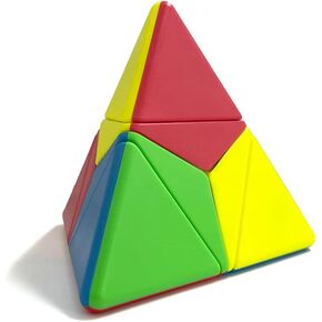 2x2 هيرامينكس سحرية مكعب ، ملصقات 2x2 سرعة الهرم المكعب الإبداعي 2x2 مثلث ألغاز ألغاز ، الألغاز الدعائية الدماغ (هرم الطفل)