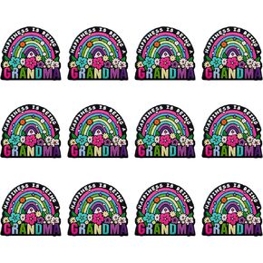 Lovymi 12PCS Mama Silicone Bocal Beads for Ambens ، قوس قوس قزح Mom Silicone حبات لصنع سلسلة المفاتيح DIY الحرف اليدوية
