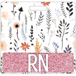 RN Badge Buddy Bohemian Badge Buddy Nurse Name Badge Horizontal Badge Identification Tags Boho Badge Buddy for RN Nurse(Black Boho)