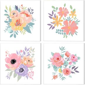Naimoer Flowers Paint بأرقام ، 4Pack Paint Paint by Numbers Canvas للبالغين ، والطلاء بأدوات الأرقام ، واللوحة الزيتية البسيطة DIY مع جميع الأدوات خطاف ونايلون