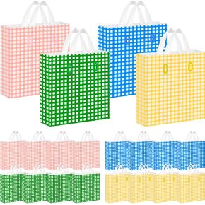 Sweetude 48 PCS حقائب التسوق البلاستيكية في عيد الفصح مع مقبض أكياس هدايا الباستيل أكياس جيدة من أجل الأعمال التجارية الصغيرة 10 × 13 '' أكياس البيع بالتجزئة البلاستيكية لـ Easter Spring Party Decor