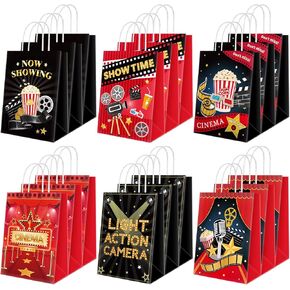 CTOSREE 48 PCS فيلم Night Party Party Favors Gift Treat Bag Bag Night Goodie Bags Baper Baper مع مقبض للاستحمام للأطفال مستلزمات حفلة عيد ميلاد الأطفال