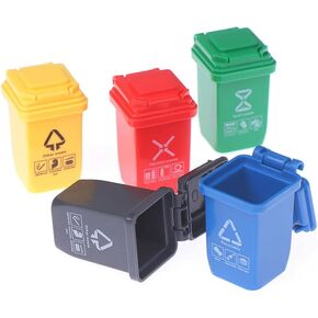 5pcs ملونة 1: 12 Scale Life Scene Mini Trash Can Decor Waste Container Miniature Sorting Darbage Sen