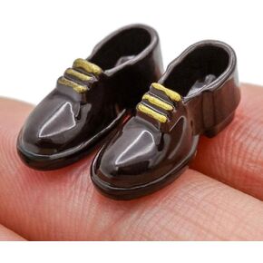 1Pair Black 1/12 Miniature Men Shoes Associaty Dollhouse Decoration Association ، for DIY Fairy Garden Micro Decor