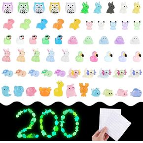 200 PCS MINI RESIN AGUES Luminous Mini Resin Animals Flow في الحيوانات الصغيرة المظلمة لإكسسوارات الحديقة الخيالية ، Dollhouse و Micro Landscaping DIY Crafts