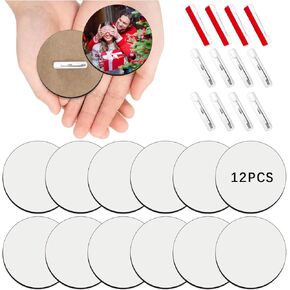 30Pcs Sublimation Buttons Blanks with Pins 3 inch MDF Buttons Pins Sublimation Blanks Christmas for School Projects Sublimation Name Tags Blanks DIY Crafts