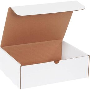 Box USA Aviditi White White Agrgated Cardboard Boxes ، 10 "× 7" × 4 "، حزمة من 50 ، مقاومة للسحق ، للشحن والبريد والتخزين