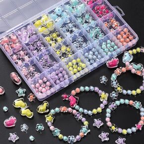 174pcs/box لطيف القلب حبات الاكريليك لصنع المجوهرات ، حبات متنوعة نجم زهرة الجولة الكريستال ، واللون الحلوى مجموعات الفواصل الفاصل مجموعات لأساور الحرف DIY قلادات keychain keychain