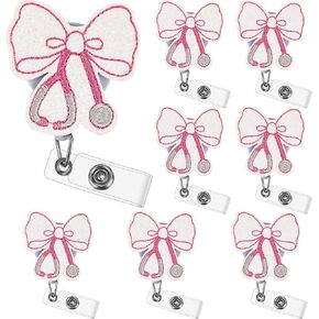 Geyoga 8 PCS PINK BOY BOW BENEL TERLANDERNALE NARKENT BEADES BEELS CUTE ID ID BADGE MOLDER CILP
