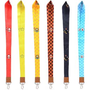 Pounchi Mushroom Gaming Lanyard (6 أجهزة كمبيوتر) لمفاتيح حامل شارة الهوية ، محفظة ، حبل كرتوني لطيف للشباب.