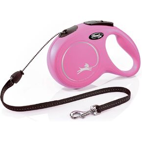 Flexi Classic Classic Retractable الحبل ، المتوسط ​​، 8 أمتار ، وردي - سلك الكلب طويل