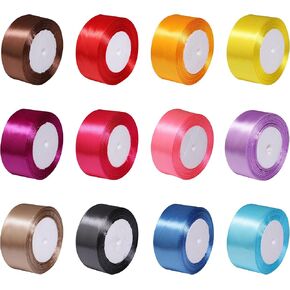12 Rolls of Colourful Ribbon 1 1/2 Inch * 25 Yards Set, Gift Wrapping Satin Crafts Wedding Decor Bows DIY Party Balloon String Ribbon (colorful2)