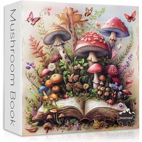 Mushroom Jigsaw Puzzle 1000 Pieces, Magic Book Plant Flower Puzzles Vintage, Challenging for Adults