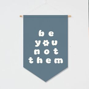 Be You Not Them Pennant Flag | Inspirational Wall Art Banner | Boho Decor for Kids Room | Playroom Art | Teen Bedroom Decor | Unique Gift Idea | 12x20 Inches with Hanging Rope-Pink in Saudi Arabia