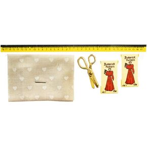 Melody Jane Dollhouse Material Pattern Scissors & Tape Measure Sewing Dressmaker Accessory