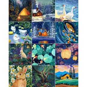 ARTDOT 12 Pack 5D DIY Diamond Art Kits for Adults, Licensed Diamond Painting Kits with Accessories and Tools for Home Wall Decor (12 by 16 Inch)