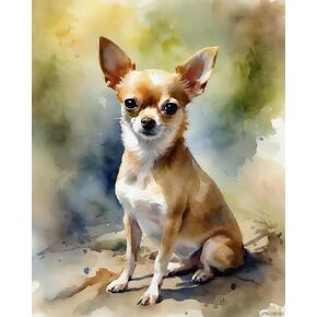Vnuiehg DIY Acrylic Paint بأرقام أرقام على قماش ، Chihuahua Dog ، اللوحة الزيتية الرقمية الفنية ، 40x50 سم ، بدون إطار