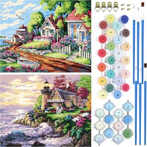 Gayisic 2 Packs 16 "W × 20 لتر الطلاء حسب عدد البالغين ، وطلاء زيت الأكريليك DIY بأرقام أرقام على القماش ، والطلاء بأرقام للبالغين والأطفال ، ومجموعة الدهانات الأكريليك