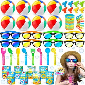 تفضل بحفلات حمام السباحة وفضلات الحفلات على الشاطئ ، و 56 PCS عيد ميلاد الصيف ، الحفلات ، الحفلات ، والألعاب ، والأطفال ، 3-5 ، 4-8 كرات الشاطئ ، ونظارات شمسية ، وتفوق ، وألعاب حمام السباحة على الشاطئ للأطفال الذين تتراوح أعمارهم