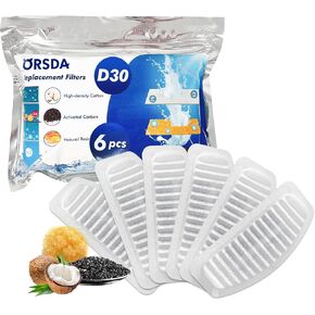 ORSDA Cat Water Fountain Filters, Replacement Carbon, Resin Filters ONLY for D30 67oz/2L Automatic Pet Fountain Cat Water Fountain Dog Water Dispenser, 4 Filtration System (12PCS Filters)…