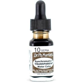 Dr. Ph. Martin's Synchromatic Transparent Water Color (10) Watercolor Bottle, 0.5 oz, Sepia, 1 Bottle