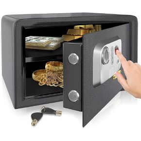 Serenelife Electronic Safe Box | ثقيلة الخدمة 13.8 '× 9.8 بوصة آمنة | صندوق وسادة اللمس الرقمي مع رمز ومفاتيح | مربع آمن صغير للمنزل أو المكتب ، والنقد الآمن ، والمجوهرات ، والأسلحة النارية