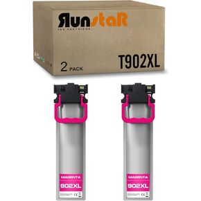 Run Star 2 Packs T902XL 902XL استبدال خرطوشة الحبر الأسود المعاد تصنيعها لطبقة EPSON T902XL 902XL لطابعة EPSON PRO WF-C5210 WF-C5290 WF-C5710 WF-C5790 (2 أسود)